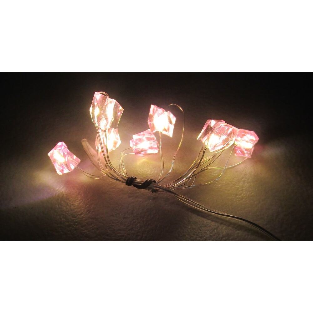 Pink Gem LED String Lights Battery Operated 8ct 3ft Indoor Seasonal Decor